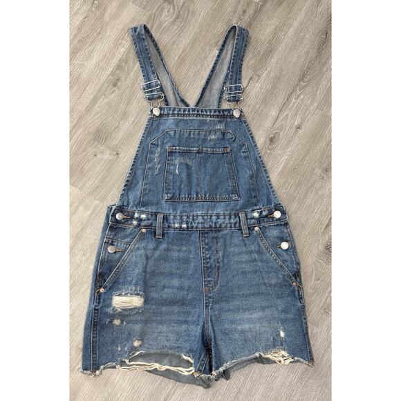 Wild Fable Denim - Wild Fable Womens Shorts Overalls Size S Light Wash Distressed Farmcore Bibs